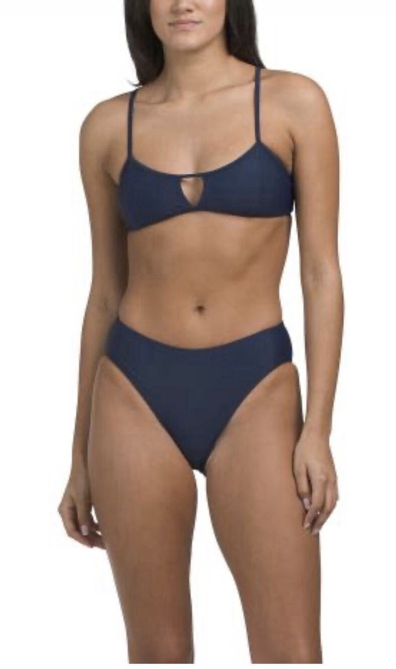 NWT Summersalt 2 Piece Deep Blue Sea Bikini Set Swimsuit Mid Rise Bottom Size 4